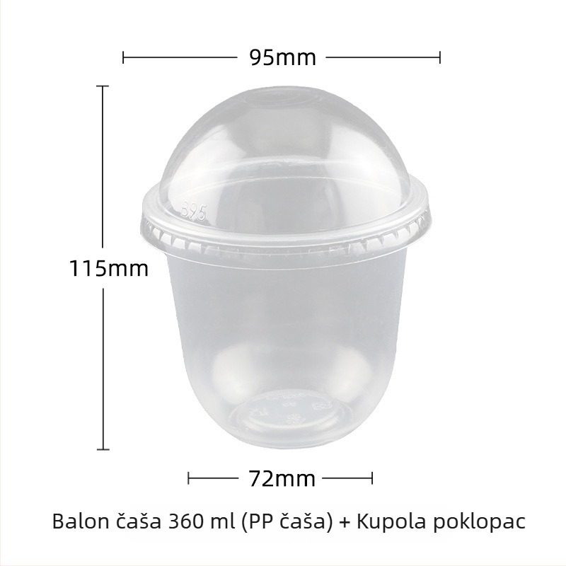 Jednokratna U-oblik desert čašica, proziran PET plast, kapacitet 401–500 ml, mogućnost prilagodbe obrade