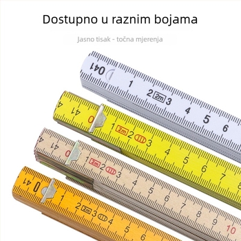 QITE Drvena sklopiva pravila, nepravilnog oblika, dvostruka metrička skala, centimetarsko pravilo, neto težina 105 g