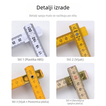 QITE Drvena sklopiva pravila, nepravilnog oblika, dvostruka metrička skala, centimetarsko pravilo, neto težina 105 g
