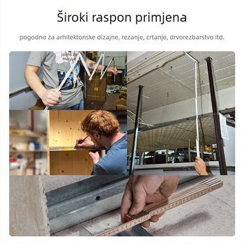 QITE Drvena sklopiva pravila, nepravilnog oblika, dvostruka metrička skala, centimetarsko pravilo, neto težina 105 g