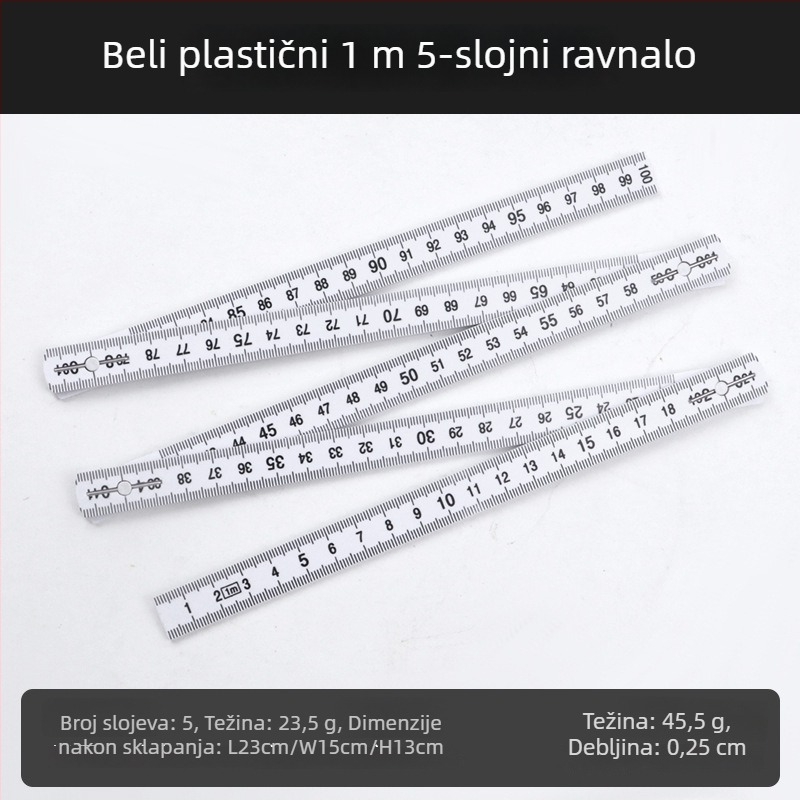 QITE Drvena sklopiva pravila, nepravilnog oblika, dvostruka metrička skala, centimetarsko pravilo, neto težina 105 g