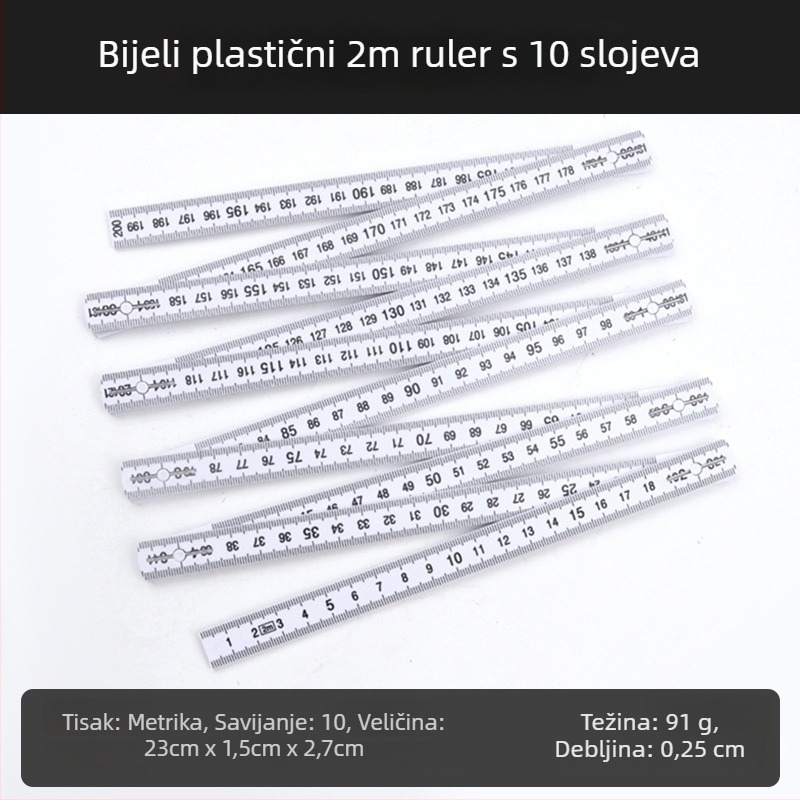 QITE Drvena sklopiva pravila, nepravilnog oblika, dvostruka metrička skala, centimetarsko pravilo, neto težina 105 g