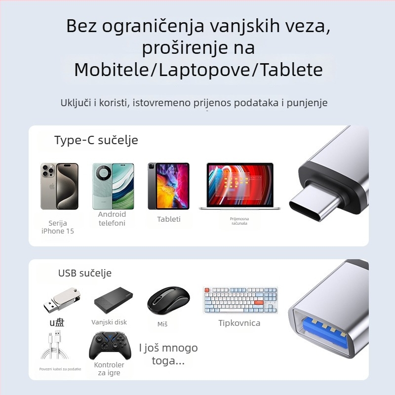 OTG adapter Type-C na USB 3.0, pretvornik USB flash memorije za uređaje s Type-C