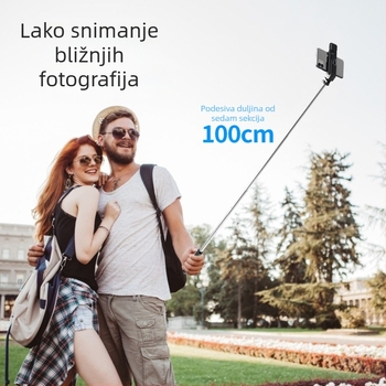 Bluetooth selfie štap za mobitel s LED osvjetljenjem, teleskopskom cijevi i stativom - aluminijska legura, daljinski upravljač