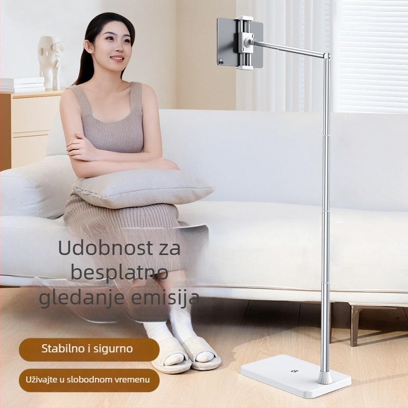 Podna držač za telefone i tablete s podesivom visinom i duljinom ramena – univerzalno, legura + ABS