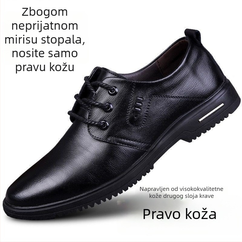 Muške casual cipele od prave kože, prozračan gornji dio, gumeni potplat, unutarnje povećanje visine, vulkanizirana izrada