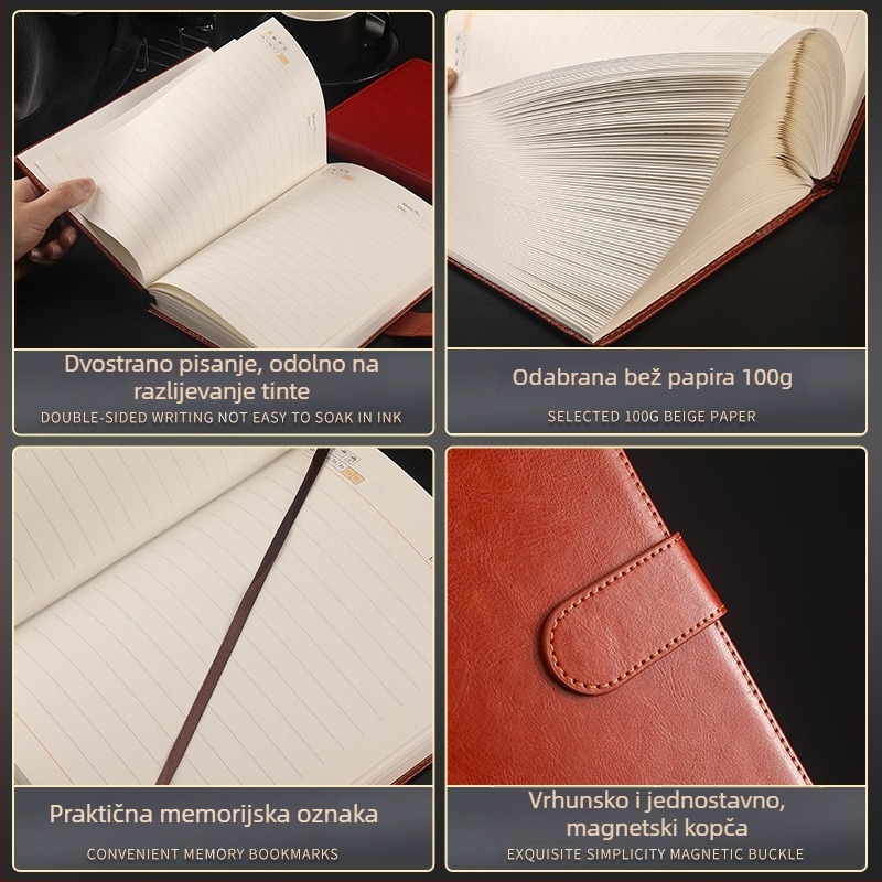 Notebook u poklon kutiji, prilagodljiv — kožna obloga od lažne kože, žično povezivanje, Daolin papir, 50–100 stranica, 100 g/m², Zhongjian