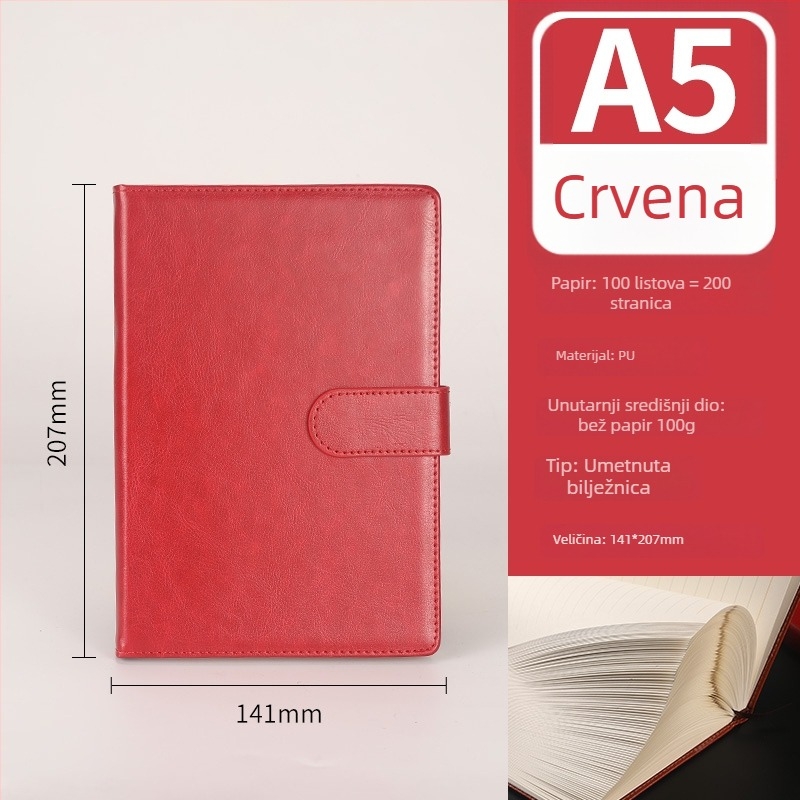 Notebook u poklon kutiji, prilagodljiv — kožna obloga od lažne kože, žično povezivanje, Daolin papir, 50–100 stranica, 100 g/m², Zhongjian