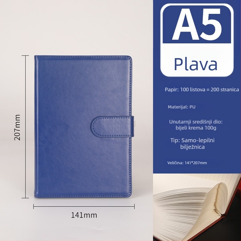 Notebook u poklon kutiji, prilagodljiv — kožna obloga od lažne kože, žično povezivanje, Daolin papir, 50–100 stranica, 100 g/m², Zhongjian