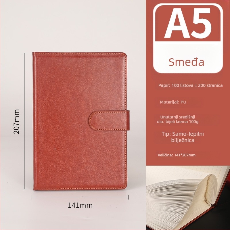 Notebook u poklon kutiji, prilagodljiv — kožna obloga od lažne kože, žično povezivanje, Daolin papir, 50–100 stranica, 100 g/m², Zhongjian