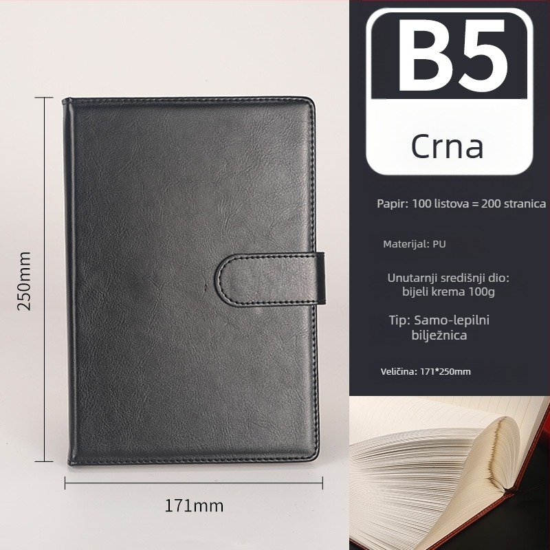 Notebook u poklon kutiji, prilagodljiv — kožna obloga od lažne kože, žično povezivanje, Daolin papir, 50–100 stranica, 100 g/m², Zhongjian