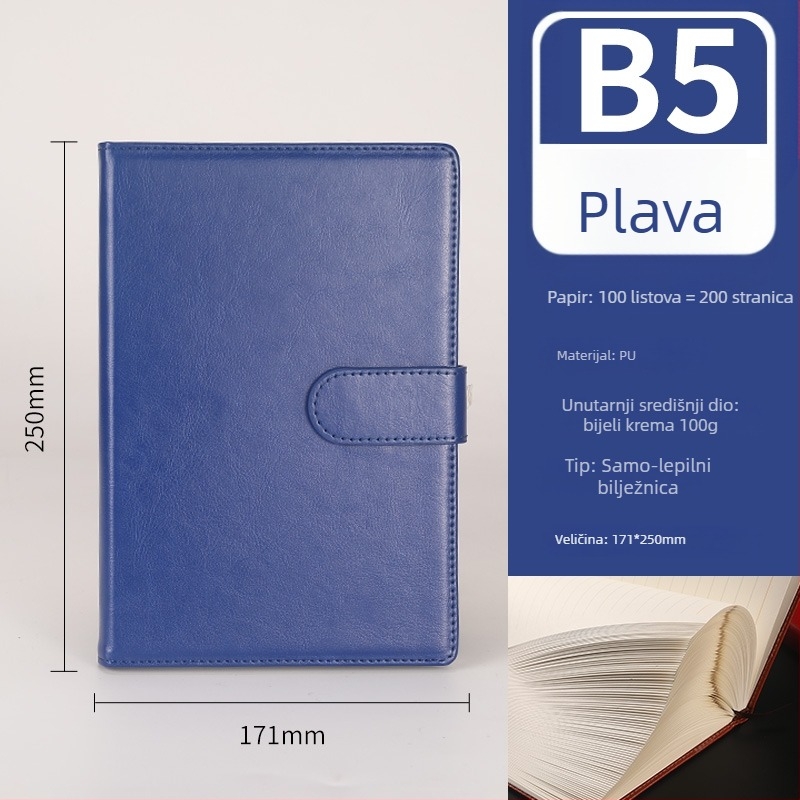 Notebook u poklon kutiji, prilagodljiv — kožna obloga od lažne kože, žično povezivanje, Daolin papir, 50–100 stranica, 100 g/m², Zhongjian