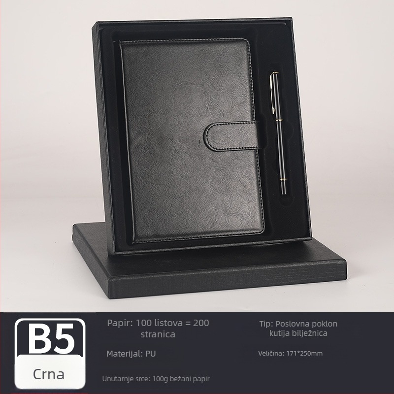 Notebook u poklon kutiji, prilagodljiv — kožna obloga od lažne kože, žično povezivanje, Daolin papir, 50–100 stranica, 100 g/m², Zhongjian