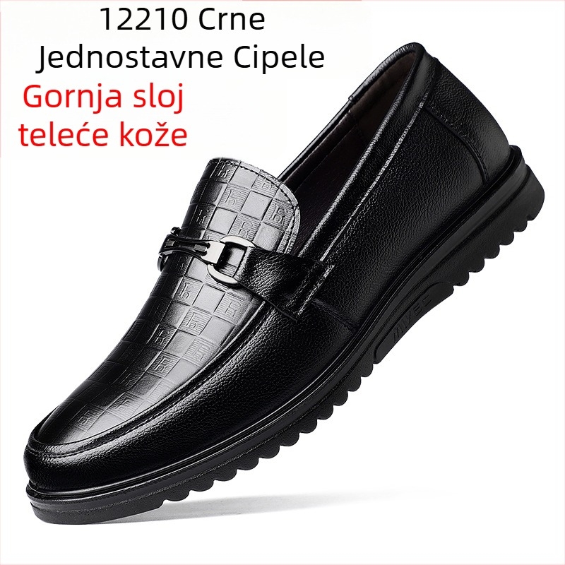 Muške casual kožne slip-on tenisice, koža prvog sloja, PU đon, okrugli vrh, PU podstava