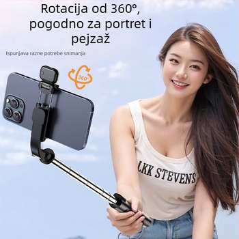 Selfie štap s integriranim tripodom u obliku kišobrana i rasvjetom, Bluetooth daljinski (10 m), Anti-Shake
