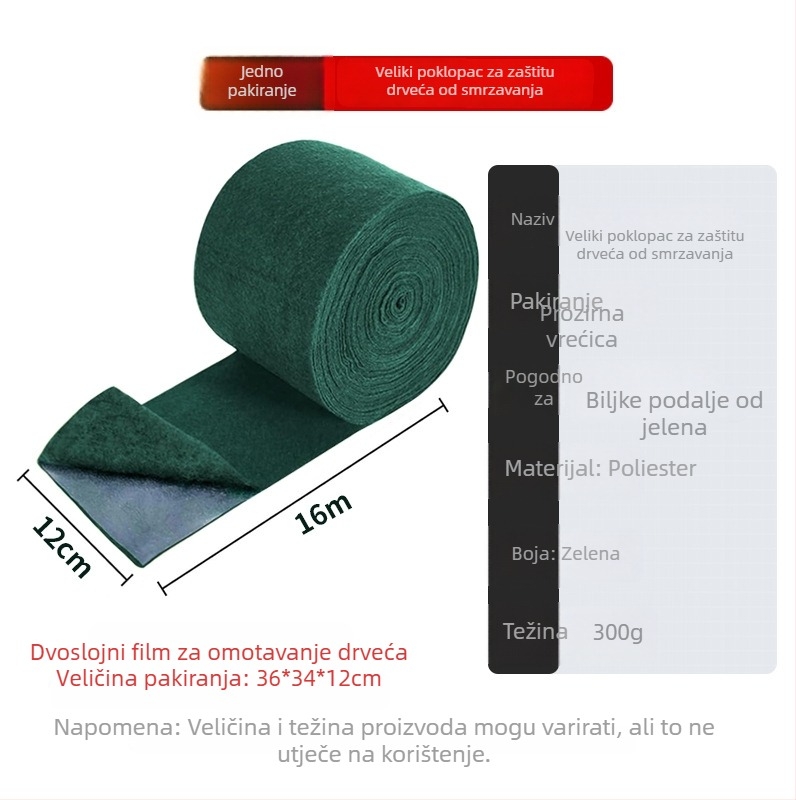 Prozračna zimska zaštitna navlaka za deblo i koru stabla te zaštita grmlja od divljih životinja