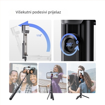 Buffy Bluetooth Selfie Štapić s Protiv Drhtanja, Dopunsko Svjetlo i Aluminijski Tripod za Telefon