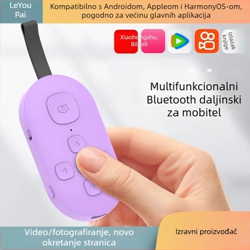 Bluetooth daljinski upravljač s pomakom stranica i selfie jednim pritiskom — DY08, 200mAh, USB-C, domet 15 m, mat ABS, Android/iOS kompatibilan