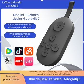 Bluetooth daljinski upravljač s pomakom stranica i selfie jednim pritiskom — DY08, 200mAh, USB-C, domet 15 m, mat ABS, Android/iOS kompatibilan