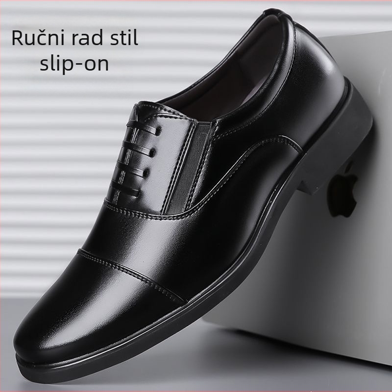 Muške kožne cipele — slip-on, niski gležanj, kožna kapica prsta, gornji dio od kože tele, gumeni đon