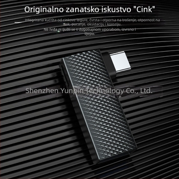 Type-C 90° dvostrani adapter, PD100W brzo punjenje, USB 3.0, OTG, kućište od cinkovog legura
