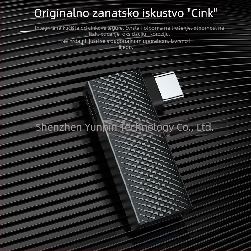 Type-C 90° dvostrani adapter, PD100W brzo punjenje, USB 3.0, OTG, kućište od cinkovog legura