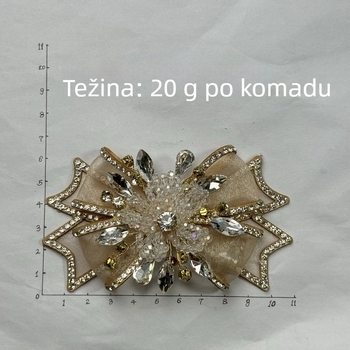 Cipele cvjetni ukrasi s mašnom i kristalima, odvojivi, za balerinke i svadbene cipele, model 100176, materijal Netsha