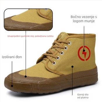 5kV električno izolirane radne cipele, visoki kroj s canvas gornjim dijelom, prozračne, protuklizne, unisex