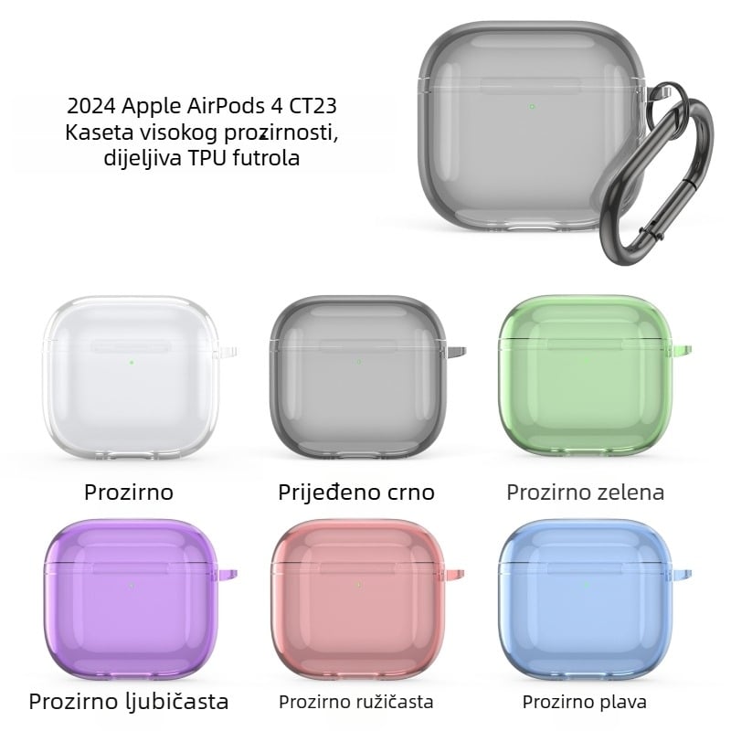Kućište AirPods 4 - prozirni TPU, injekcijsko lijevanje, univerzalno (Model: 34286993258)