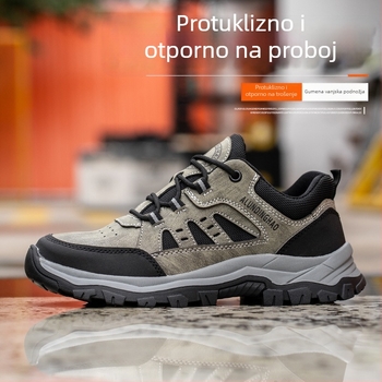 Unisex zaštitne radne cipele s čeličnom špicom, zaštita od udara i probijanja, prozračne kroz sve sezone, lagane za zavarivanje i planinarenje, koža mikrovlakna + mrežasta tkanina