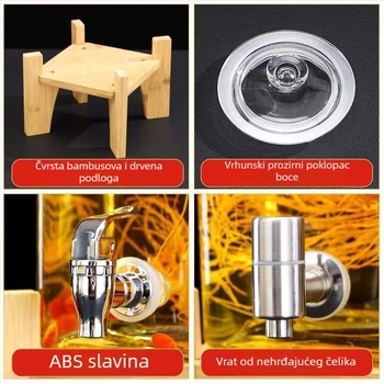 Lanlan zatvorena staklena boca za vino sa slavinom, kvadratni oblik, kapacitet 5L+, visoka kvaliteta, prilagodljiv logotip