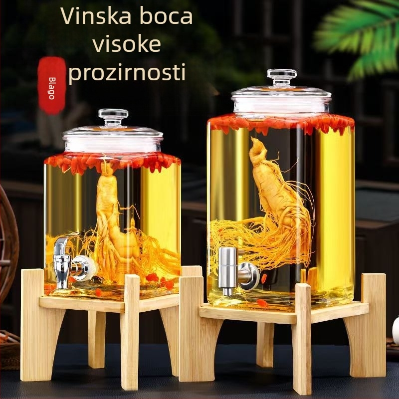 Lanlan zatvorena staklena boca za vino sa slavinom, kvadratni oblik, kapacitet 5L+, visoka kvaliteta, prilagodljiv logotip