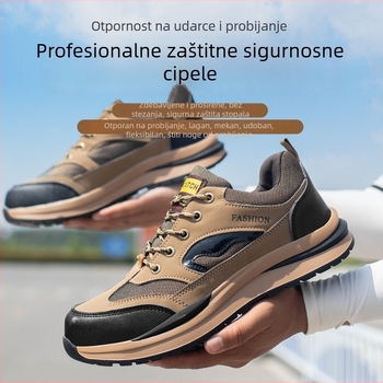 Muške cipele za sigurnost za planinarenje – prozračne mikrovlakno koža + platno, niski gornji dio, čelični vrh, otporne na udarce i probijanje