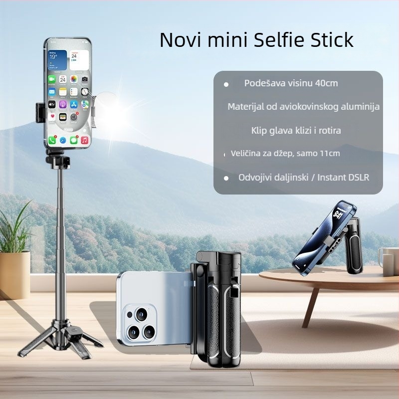 Z40 Bluetooth selfie štapić s daljinskim upravljanjem, ABS+aluminijska legura, četveronožni držač i rasvjeta za dopunu