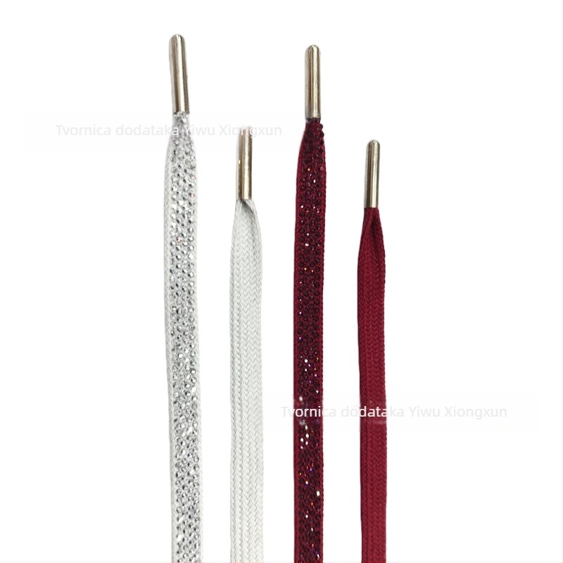 Rhinestone ravna vezica za tenisice — model ZS07, pogodna za sportske tenisice, čizme i svakodnevne cipele; stil: ravna vrpca, elegantan dnevni izgled; duljina 140