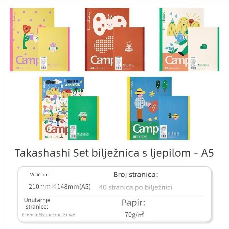 Bilježnica, retro stil, papir od sirove drvene pulpe, 40 g, 1–50 stranica