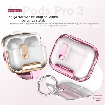 Kućište za Apple AirPods Pro 3 s držačem za telefon i zaključavanjem, TPU+PC, elektroplatirani završni sloj
