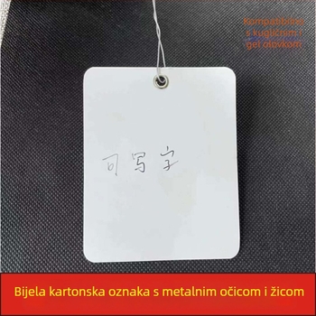 Prazna etiketa za vješanje odjeće s metalnom kopčom i žicom, premazani papir, prilagodljivo
