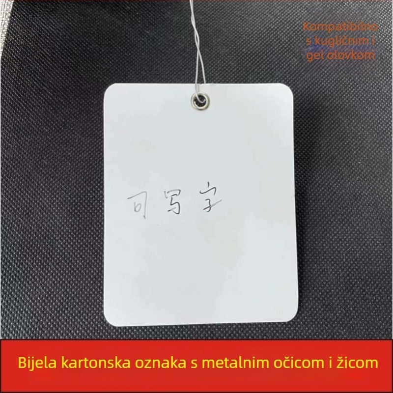 Prazna etiketa za vješanje odjeće s metalnom kopčom i žicom, premazani papir, prilagodljivo