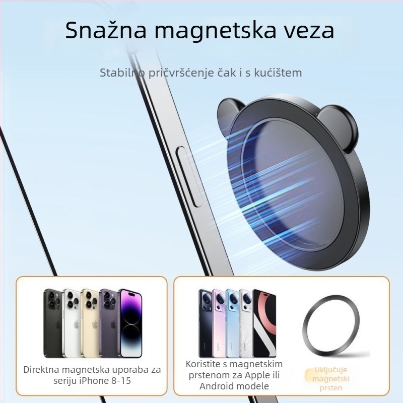 Magnetsko ogledalo za selfie za pametne telefone s stabilizacijom slike, Bluetooth i daljinskim upravljačem, univerzalni stil, plastična konstrukcija