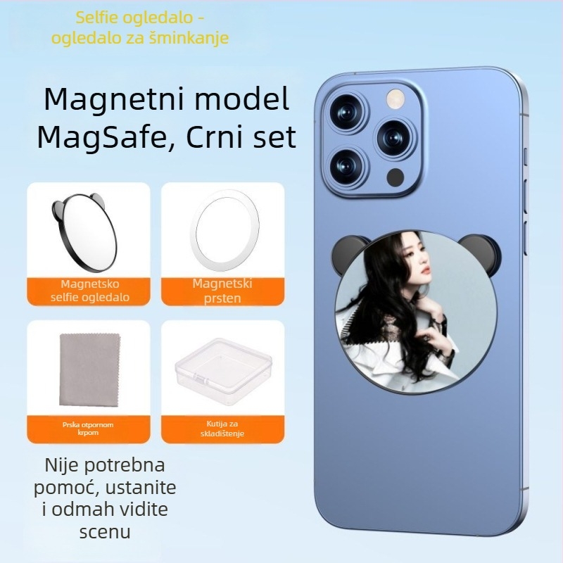 Magnetsko ogledalo za selfie za pametne telefone s stabilizacijom slike, Bluetooth i daljinskim upravljačem, univerzalni stil, plastična konstrukcija
