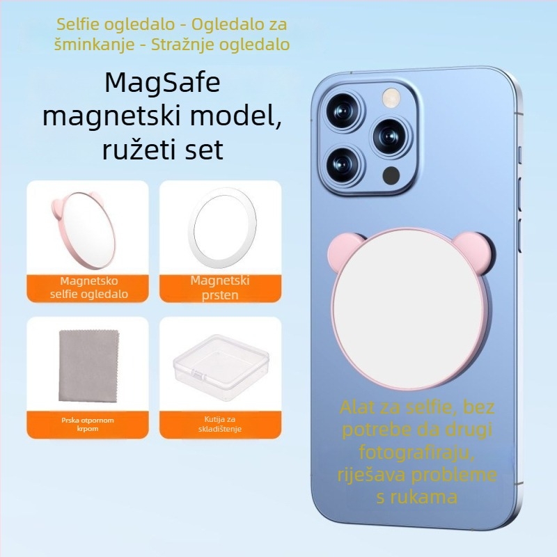 Magnetsko ogledalo za selfie za pametne telefone s stabilizacijom slike, Bluetooth i daljinskim upravljačem, univerzalni stil, plastična konstrukcija