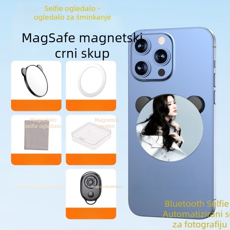 Magnetsko ogledalo za selfie za pametne telefone s stabilizacijom slike, Bluetooth i daljinskim upravljačem, univerzalni stil, plastična konstrukcija