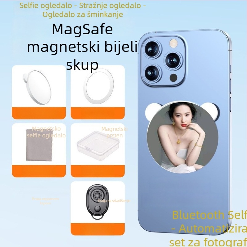 Magnetsko ogledalo za selfie za pametne telefone s stabilizacijom slike, Bluetooth i daljinskim upravljačem, univerzalni stil, plastična konstrukcija