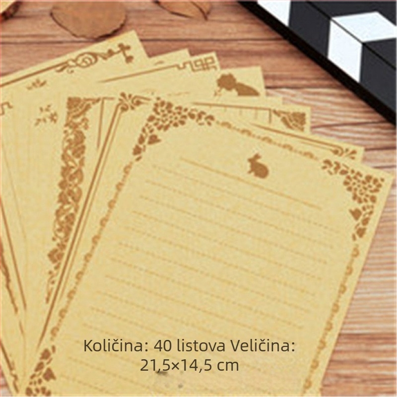 Set uredskog materijala s kuvertama i papirima za pisanje, retro kineski stil, kuverte s prozorom, 56 komada