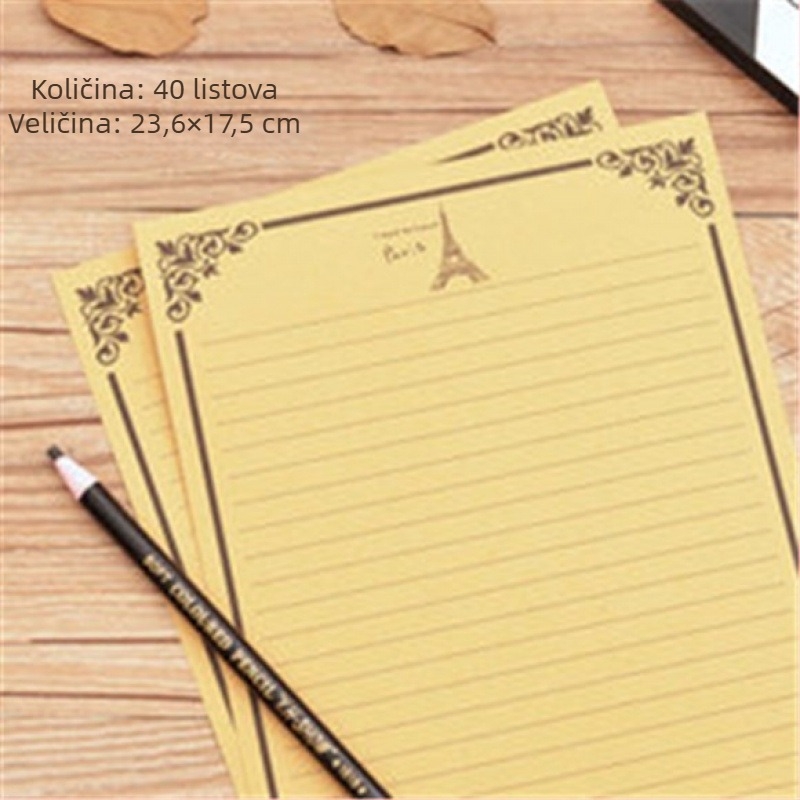 Set uredskog materijala s kuvertama i papirima za pisanje, retro kineski stil, kuverte s prozorom, 56 komada