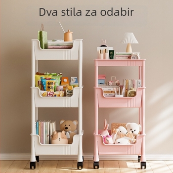 Pokretni 3-slojni regaľ za skladištenje s kotačićima, uskog dizajna, japanskog stila, višenamjenski mobilni regaľ za kuhinju, kupaonu i dnevni boravak u kutu