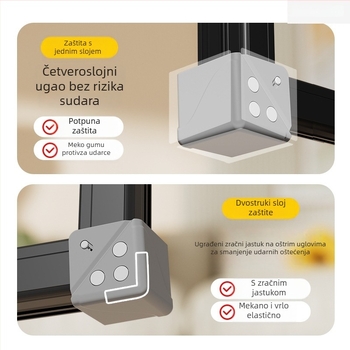Aluminijski kutni zaštitnik za prozor - zaštita od udara, unutarnje otvaranje, zaštitni poklopac