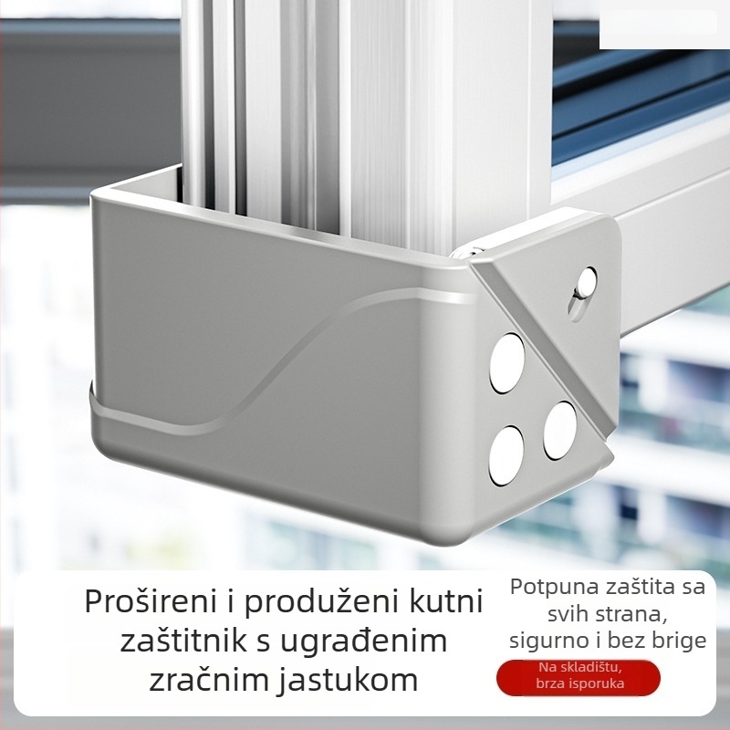 Aluminijski kutni zaštitnik za prozor - zaštita od udara, unutarnje otvaranje, zaštitni poklopac