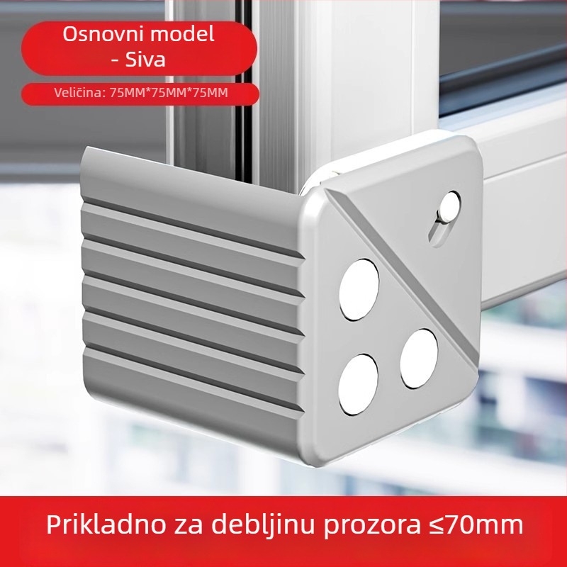 Aluminijski kutni zaštitnik za prozor - zaštita od udara, unutarnje otvaranje, zaštitni poklopac